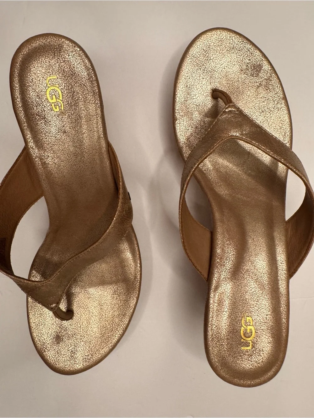 UGG Wedge Flip-Flop Sandals in Metallic Bronze